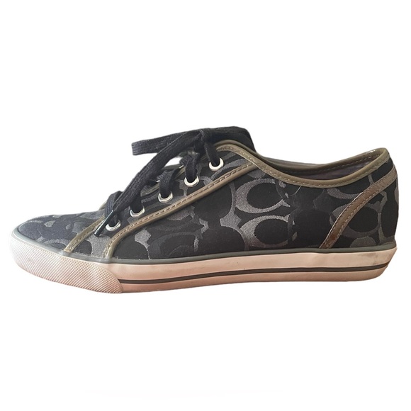 COACH Dee Optic Signature C Black and Gray Casual Sneakers Size 9.5 - Picture 1 of 10